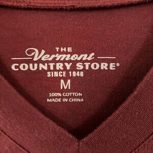 The Vermont Country Store Womens 100% Cotton V-Neck Sleepshirt Medium Red SP EXC